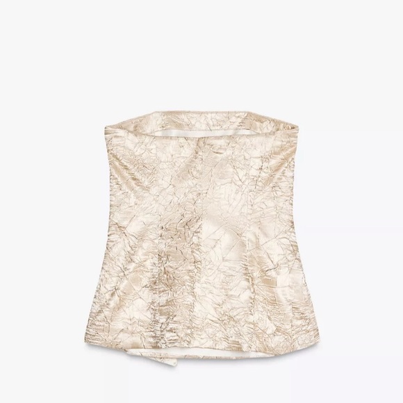 Zara WRINKLED SATIN EFFECT BUSTIER TOP - Picture 4 of 5